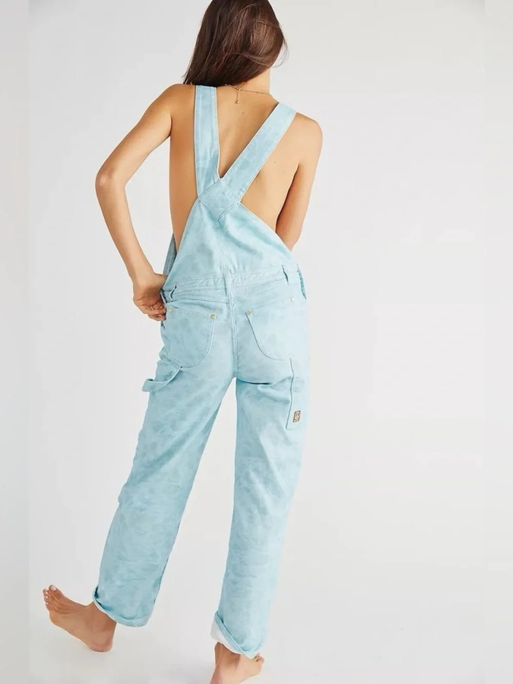 Free People House Of Sunny Overalls Women’s US Sz 4 Pure Shores Ocean Wash - Picture 9 of 13
